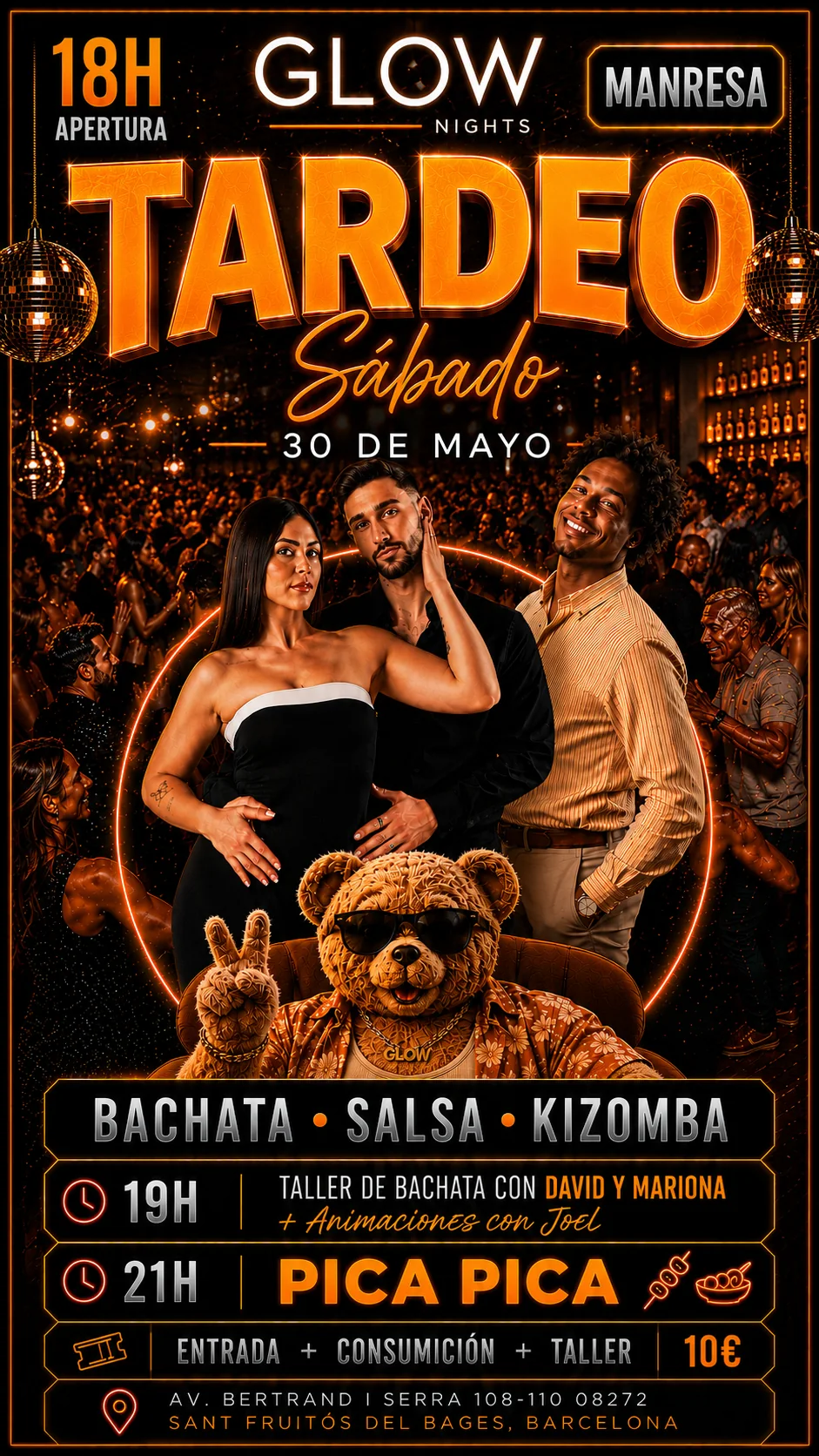Flyer Tardeo Glow Nights Sábado 30 de mayo